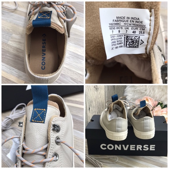 NWT Converse Ctas OX Leather Papyrus W AUTHENTIC - Picture 8 of 9